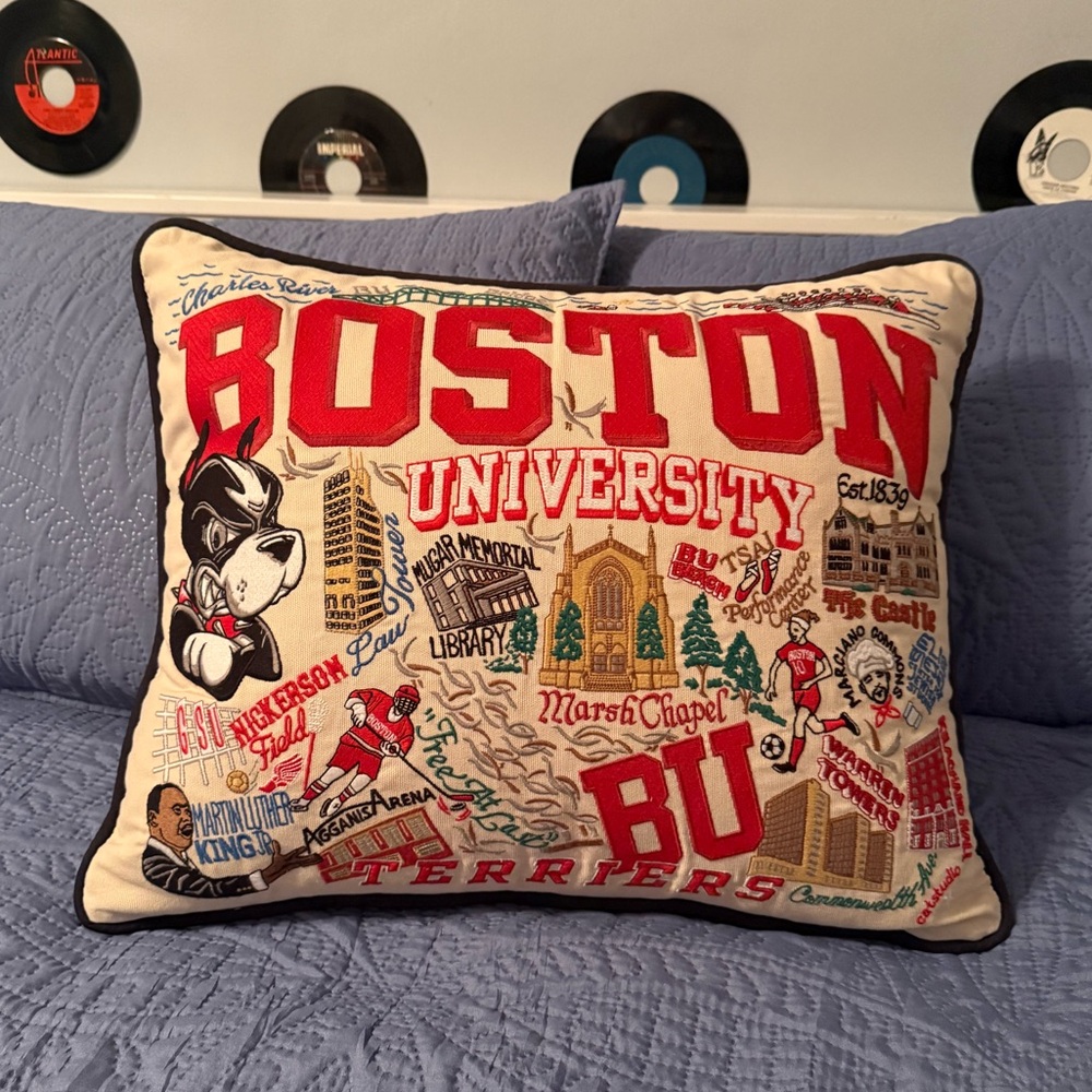 Catstudio Boston University Collegegiate Embroidered Pillow